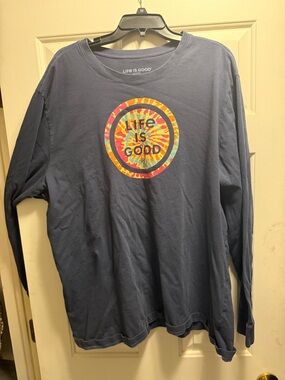 Life Is Good Men's Navy Crusher Tee with White Logo